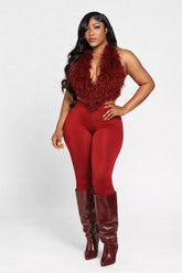 Frenzy fur top and leggings set