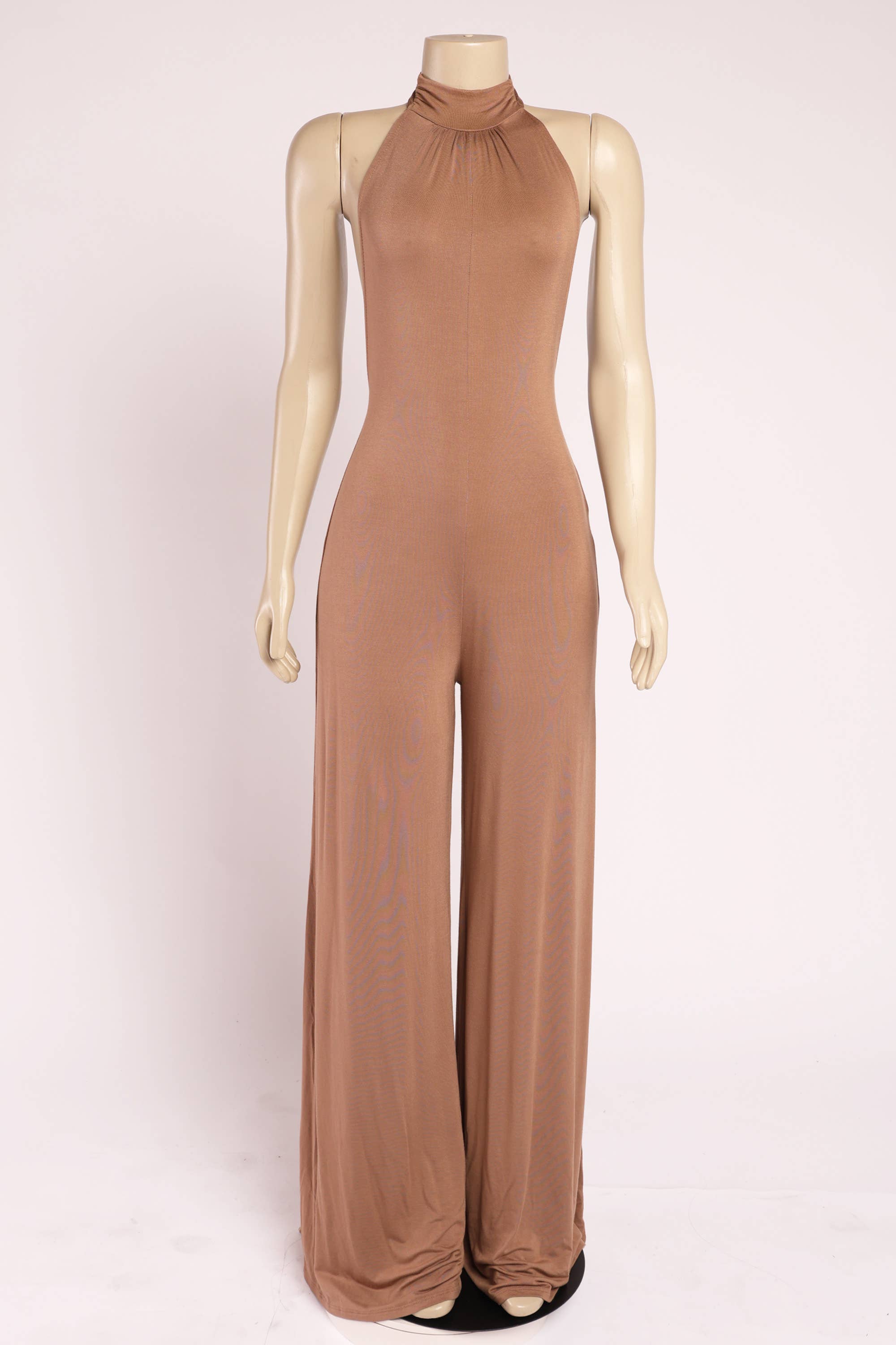 Vivian halter open back wide leg jumpsuit