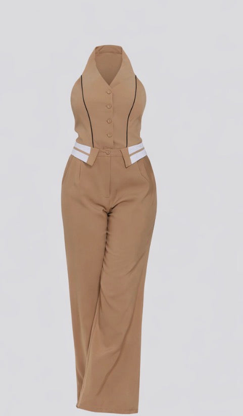Folded vest jumpsuit