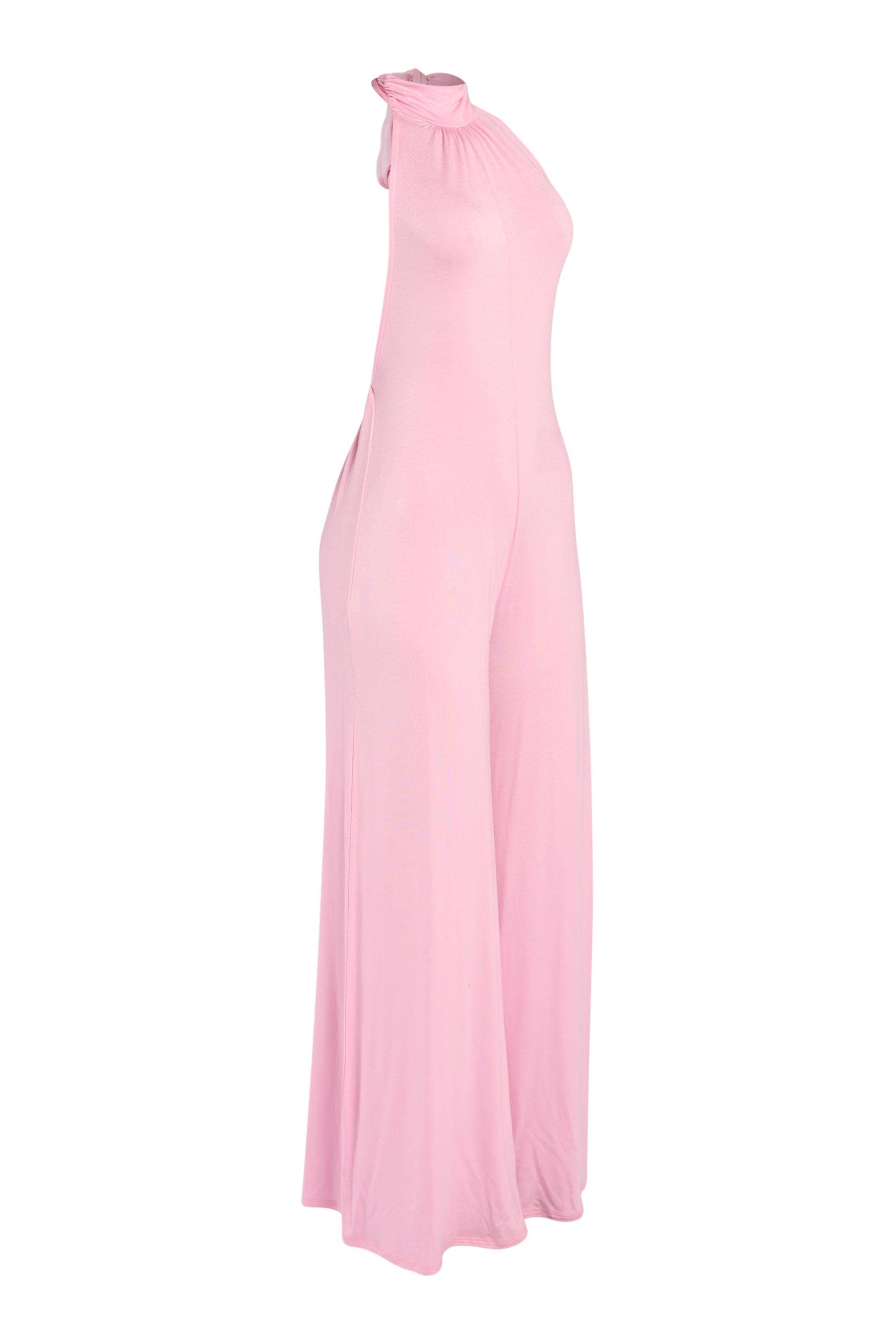Vivian halter open back wide leg jumpsuit
