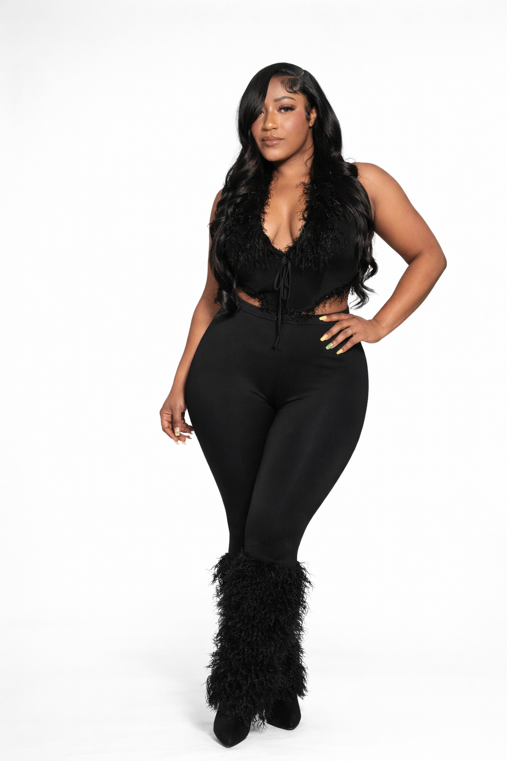 Frenzy fur top and leggings set