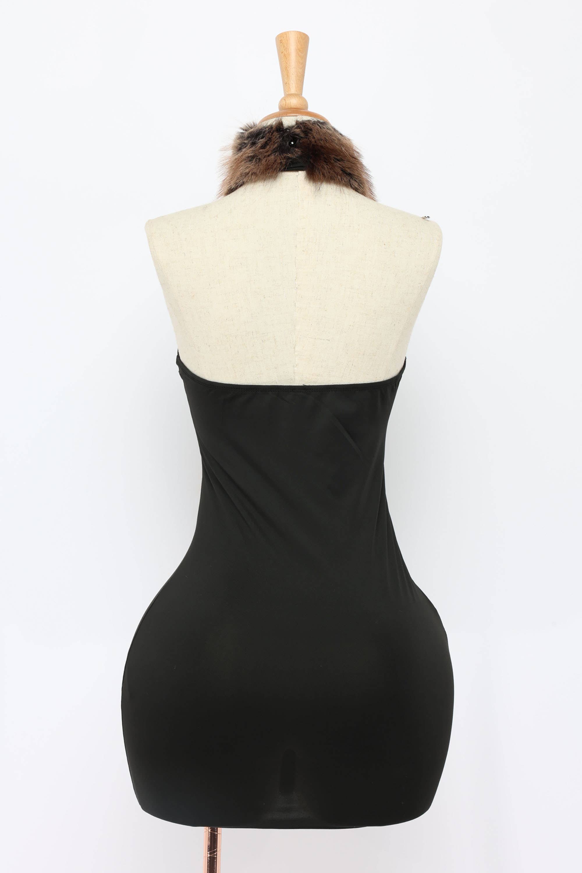 Mink fur detailed mini dress