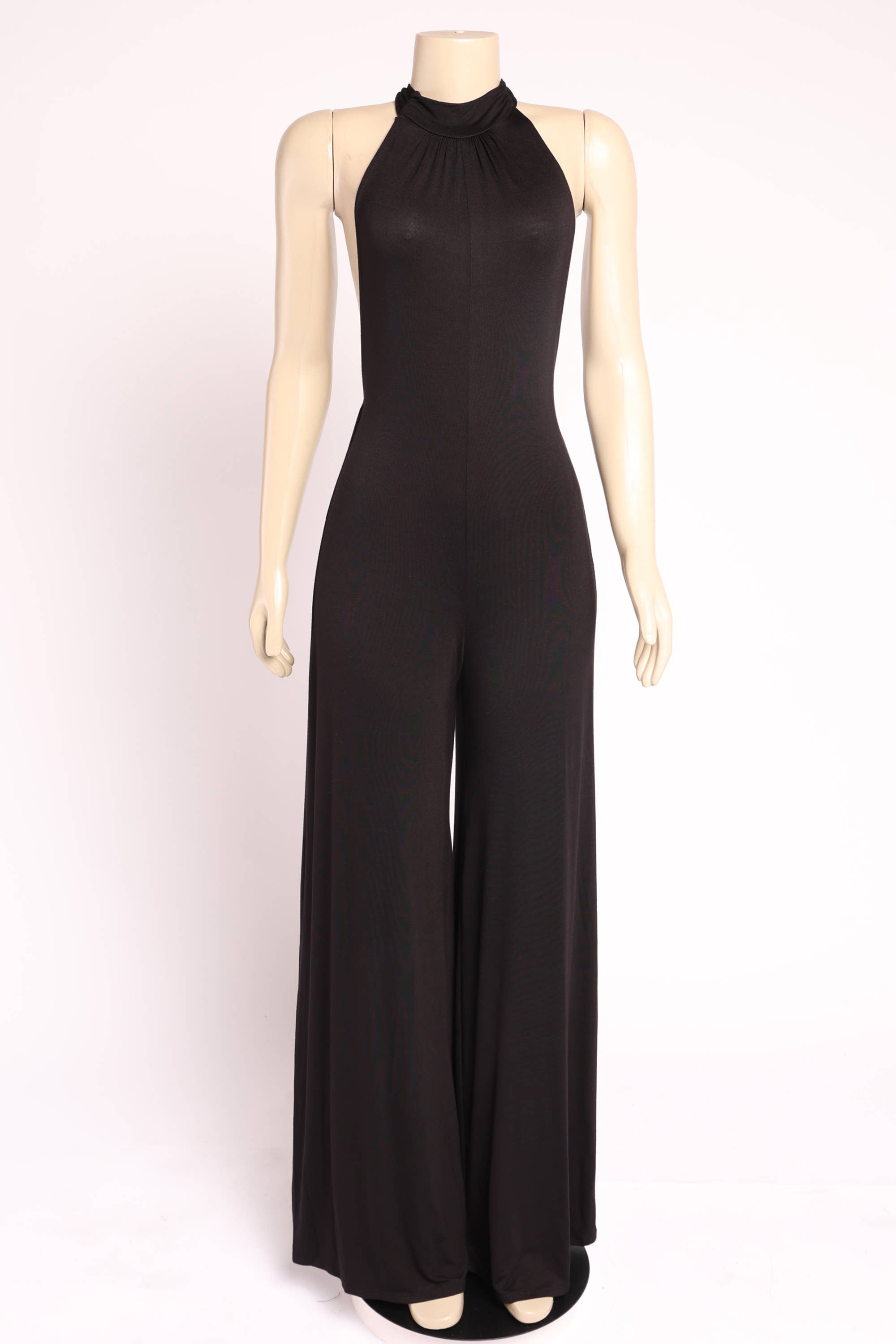 Vivian halter open back wide leg jumpsuit