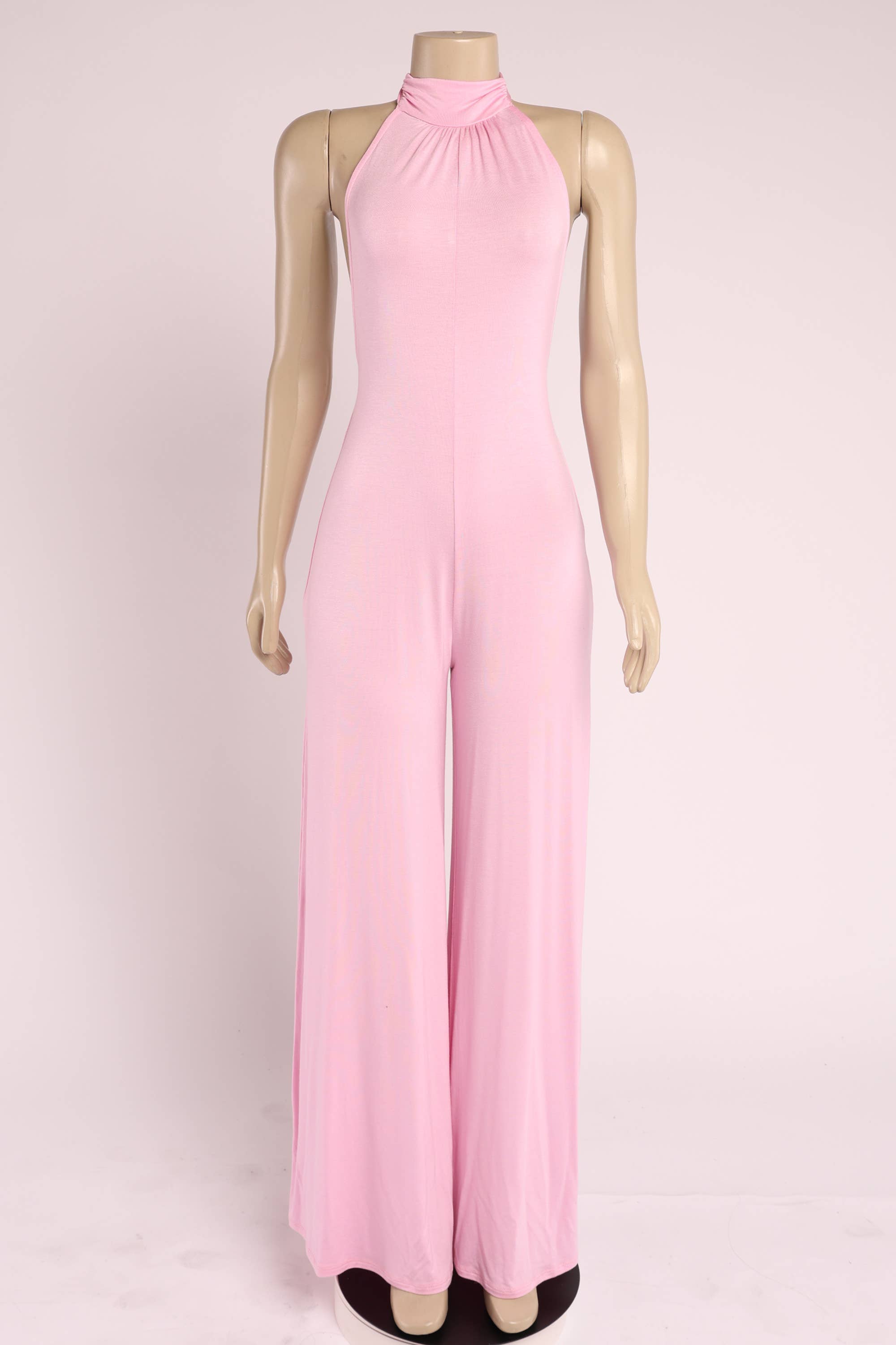 Vivian halter open back wide leg jumpsuit