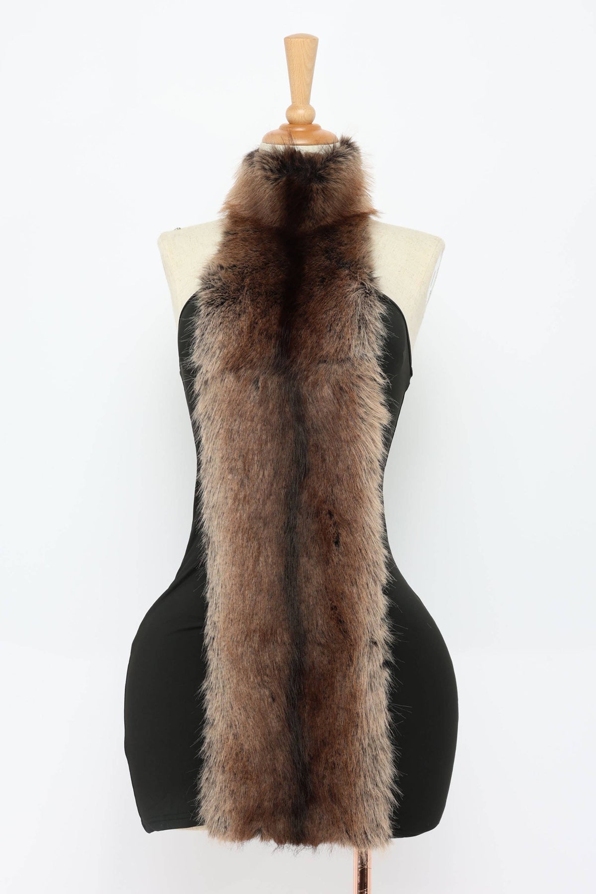 Mink fur detailed mini dress
