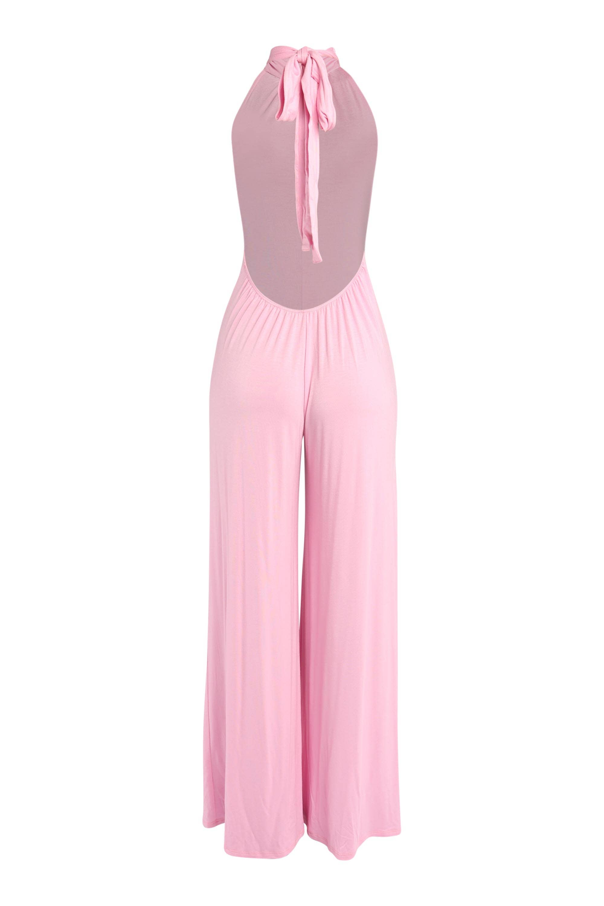 Vivian halter open back wide leg jumpsuit