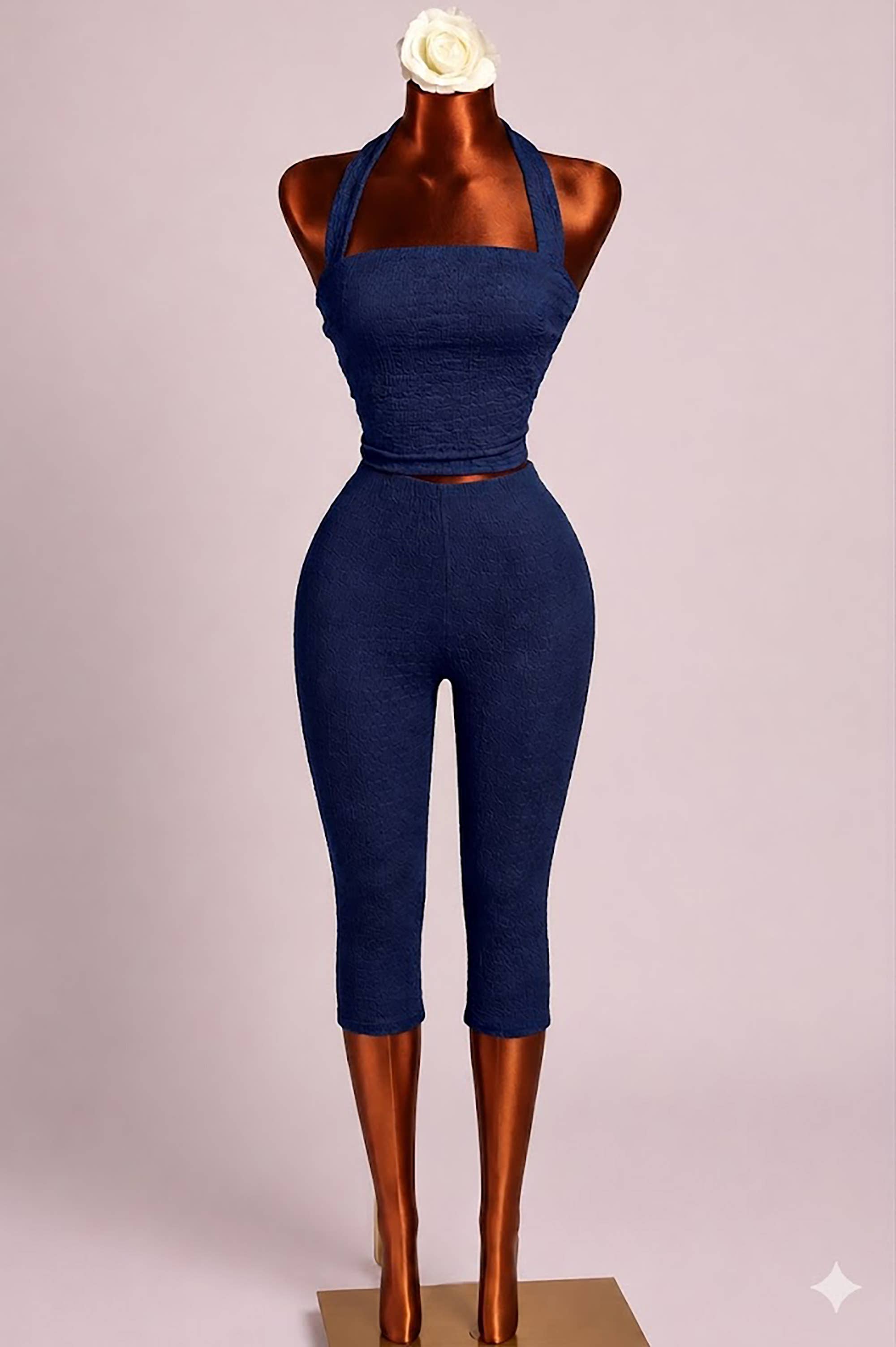 Elevatedhalter top capri set