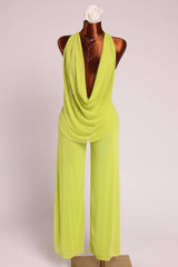 Facade Deep cowl neck sleeveless top & pants set