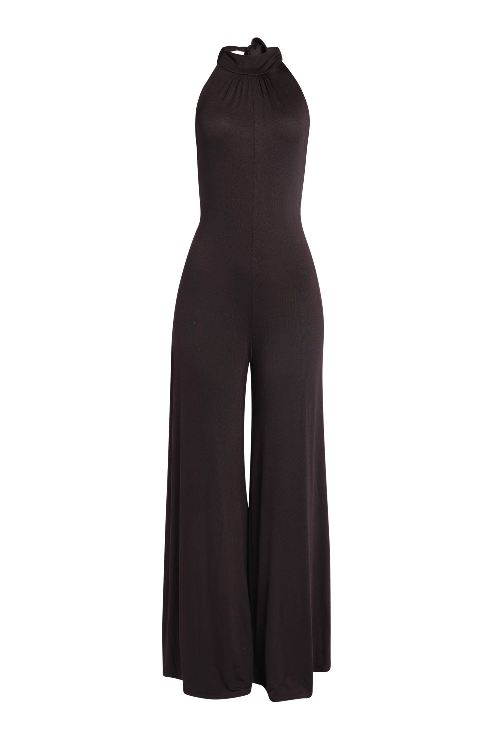 Vivian halter open back wide leg jumpsuit