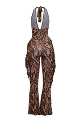 Jumanji halter fringe jumpsuit