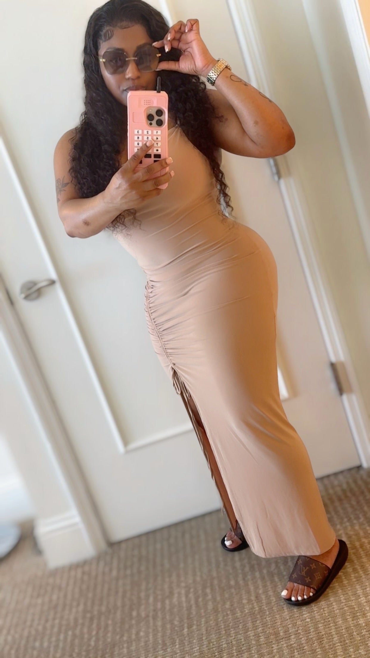 Topaz Shirring Tie Dress