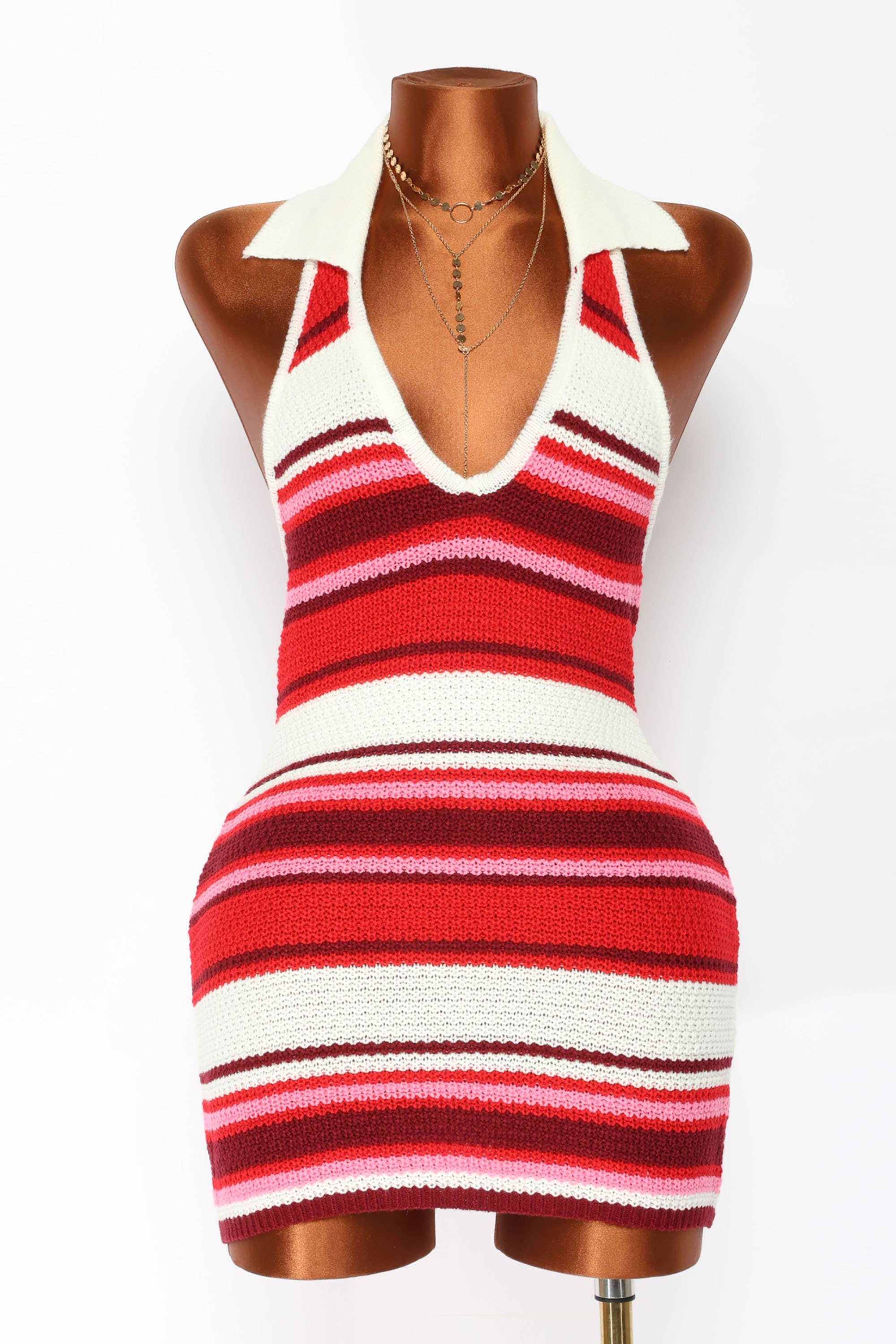 Tahiti knit collared mini dress