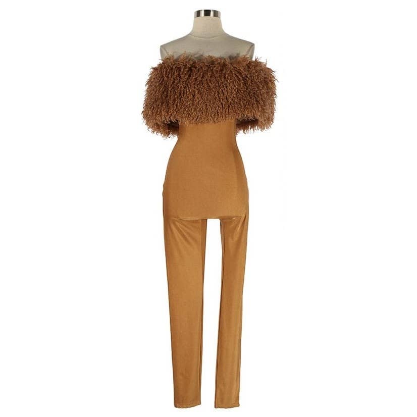 Memo Tube Jumpsuit with fur