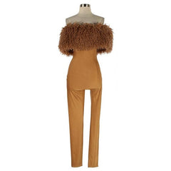Memo Tube Jumpsuit with fur