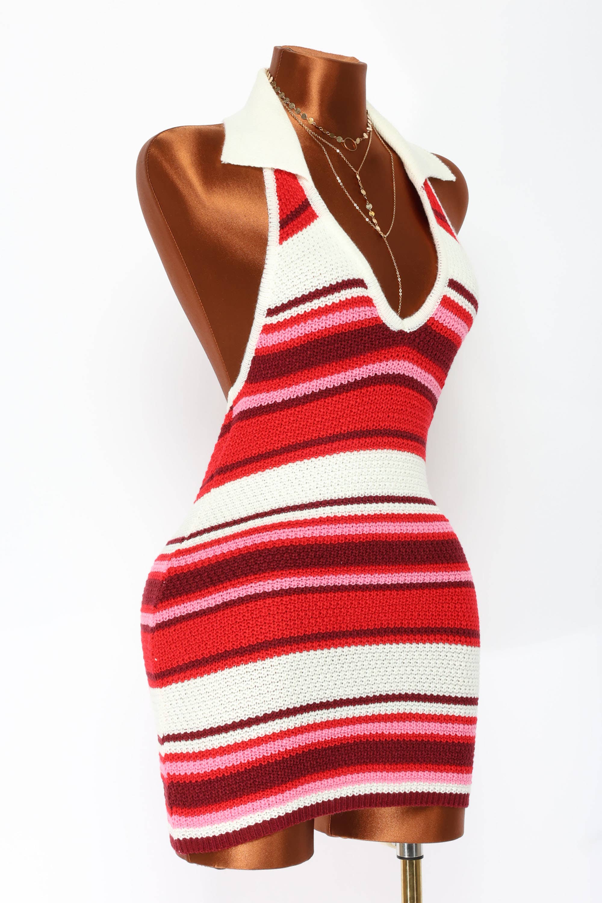 Tahiti knit collared mini dress