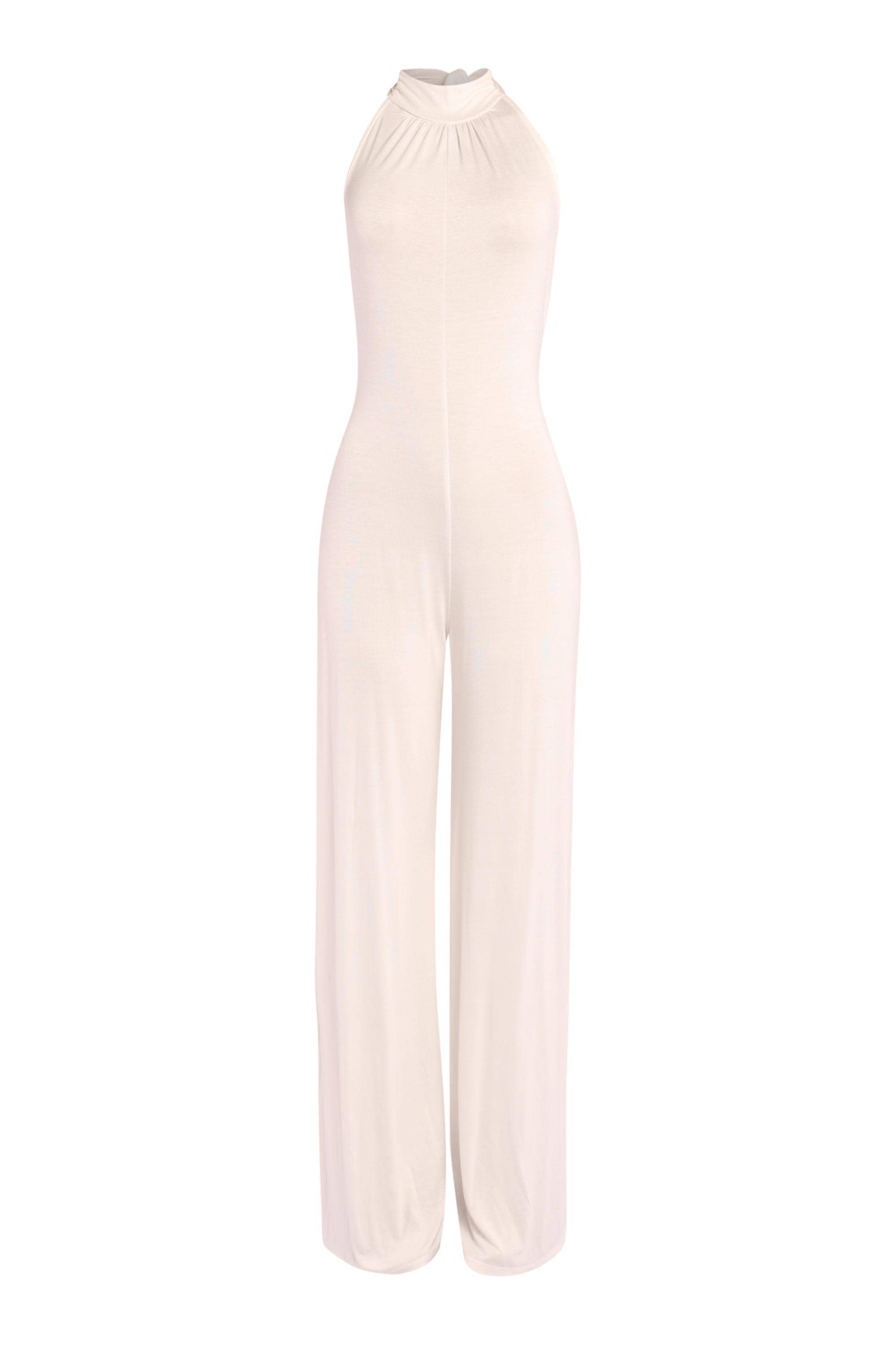 Vivian halter open back wide leg jumpsuit