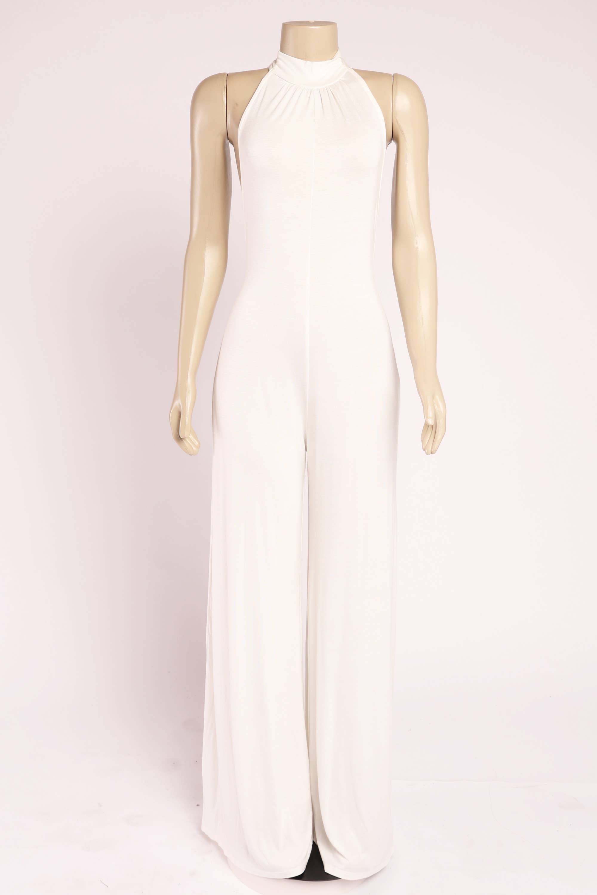 Vivian halter open back wide leg jumpsuit