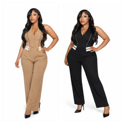 Folded vest jumpsuit