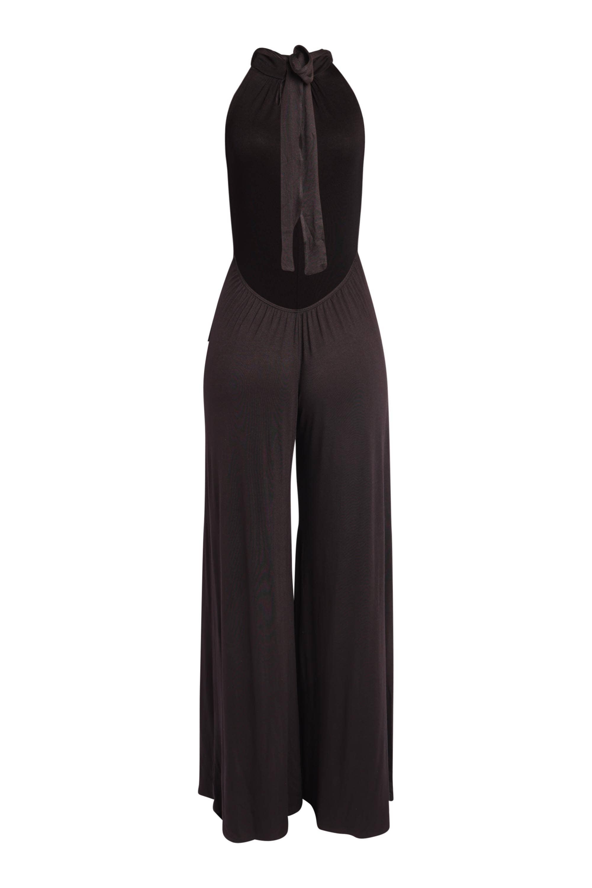 Vivian halter open back wide leg jumpsuit