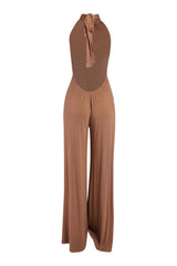 Vivian halter open back wide leg jumpsuit