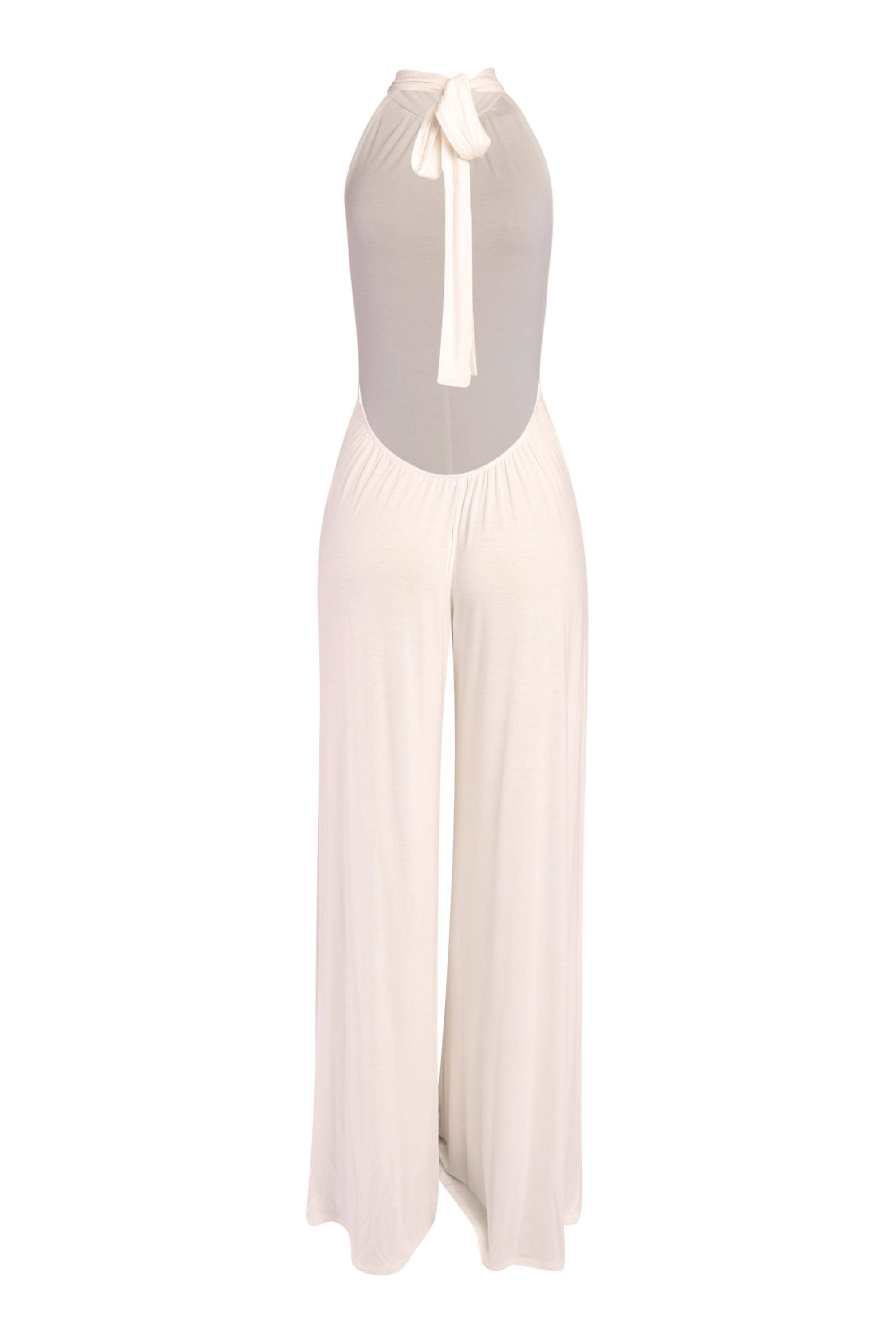 Vivian halter open back wide leg jumpsuit