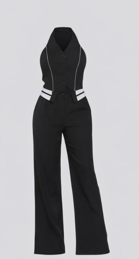 Folded vest jumpsuit
