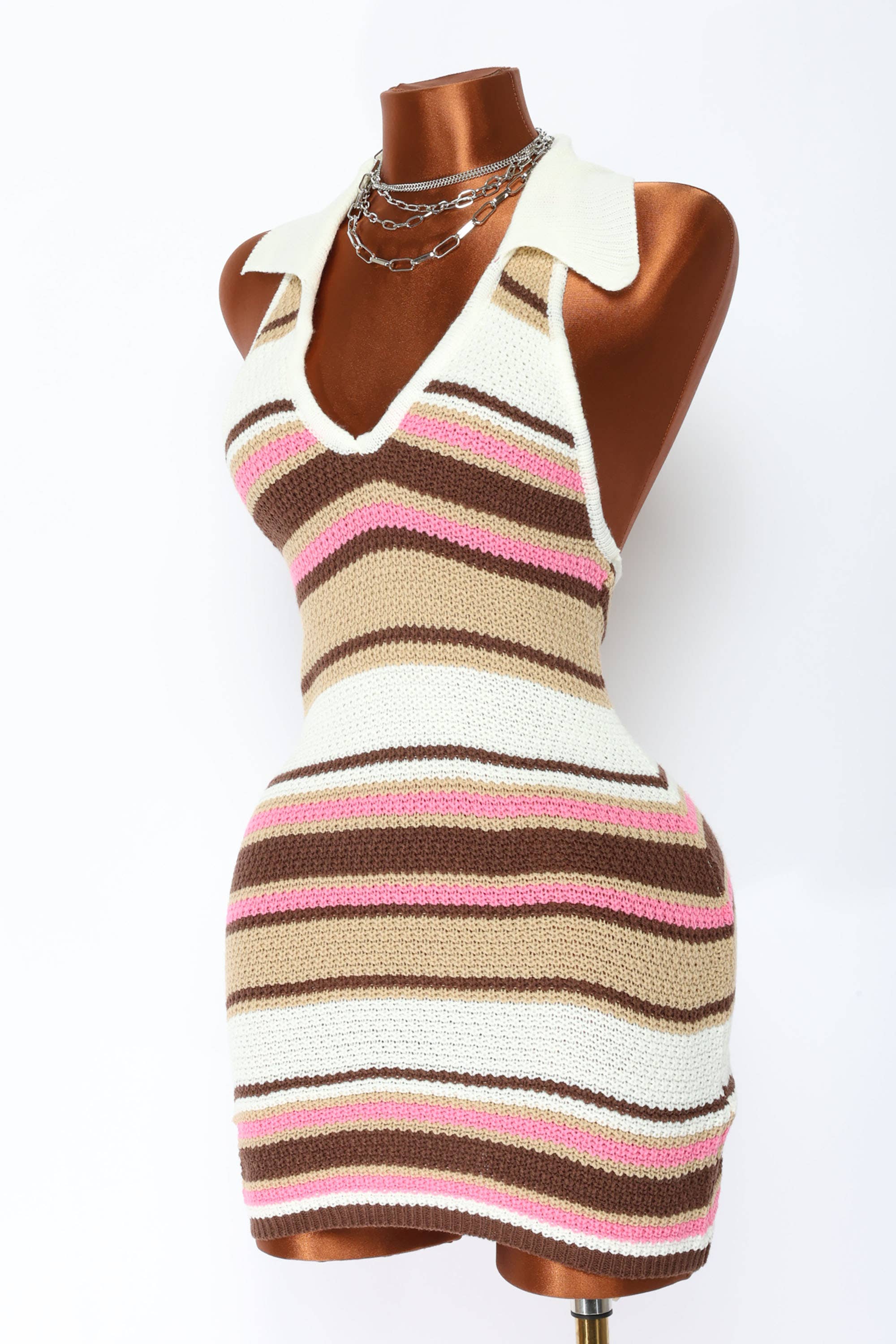 Tahiti knit collared mini dress