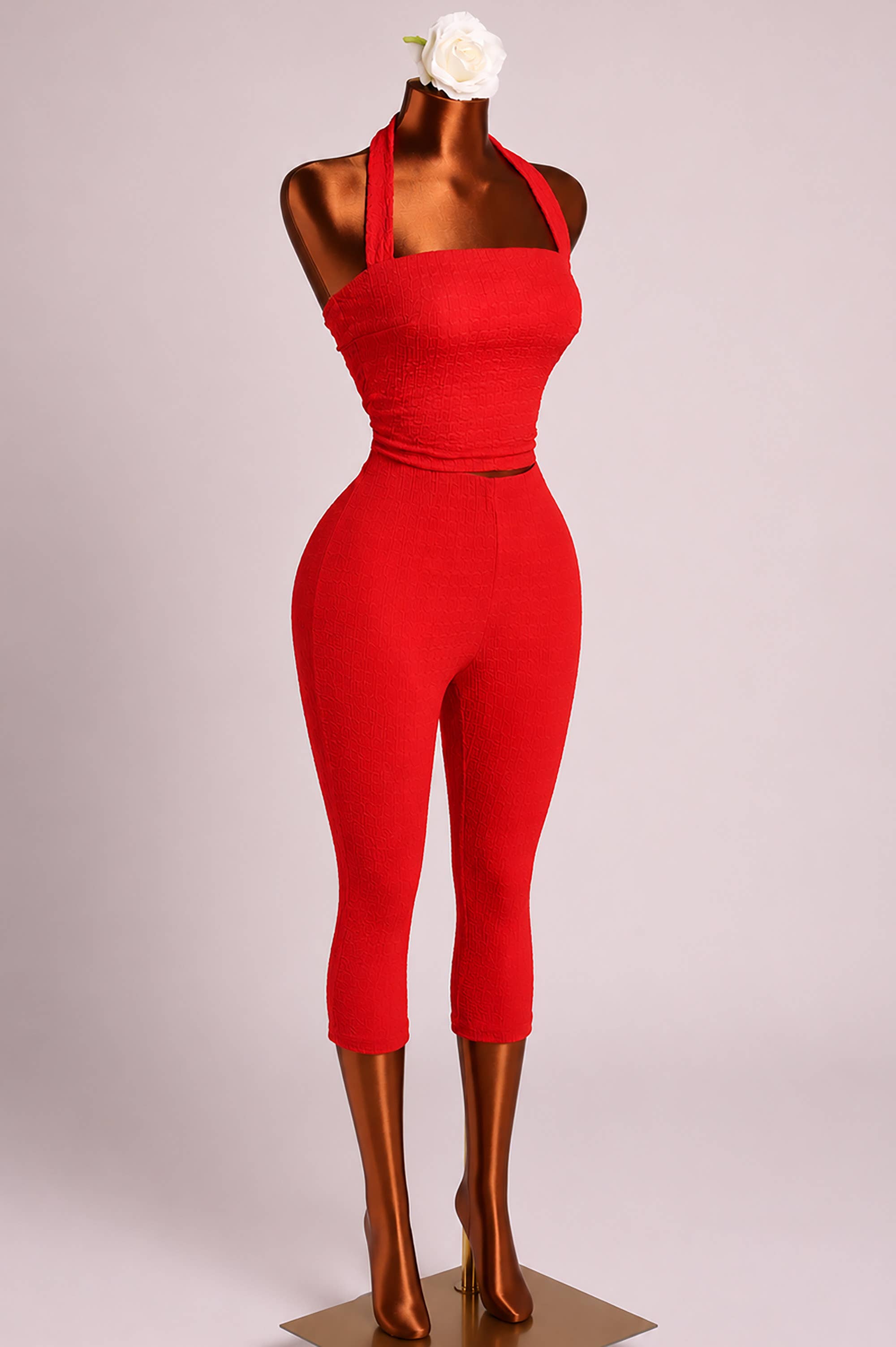 Elevatedhalter top capri set