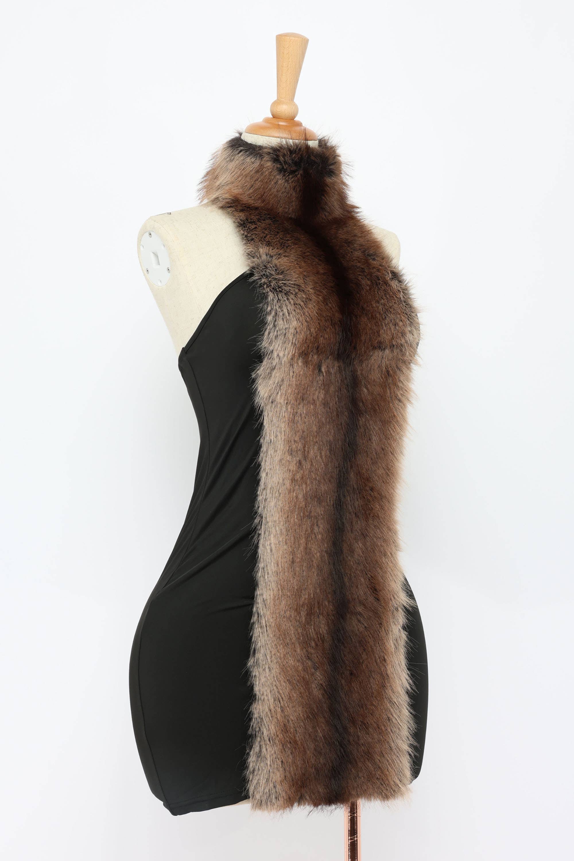 Mink fur detailed mini dress