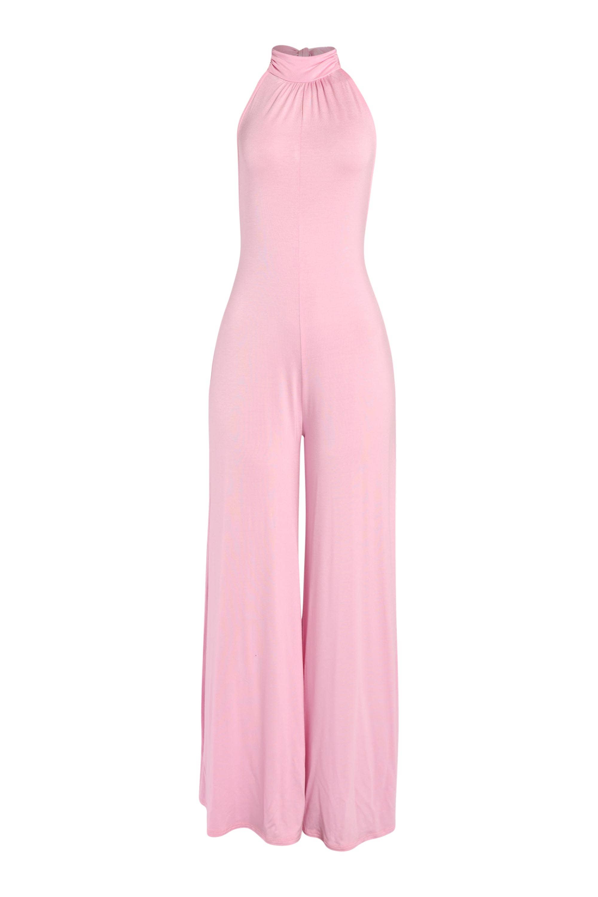 Vivian halter open back wide leg jumpsuit