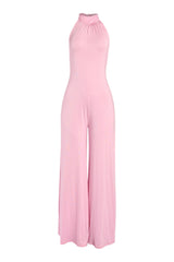 Vivian halter open back wide leg jumpsuit