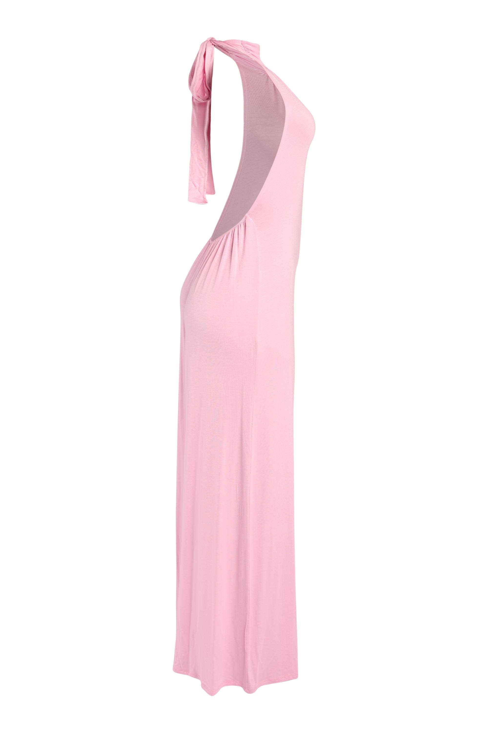 Vivian halter open back wide leg jumpsuit