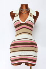 Tahiti knit collared mini dress