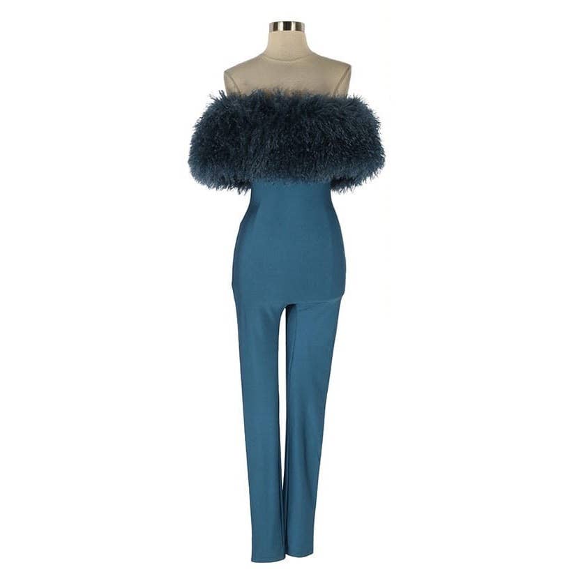 Memo Tube Jumpsuit with fur