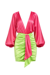 Two Tone Color Skirt Set