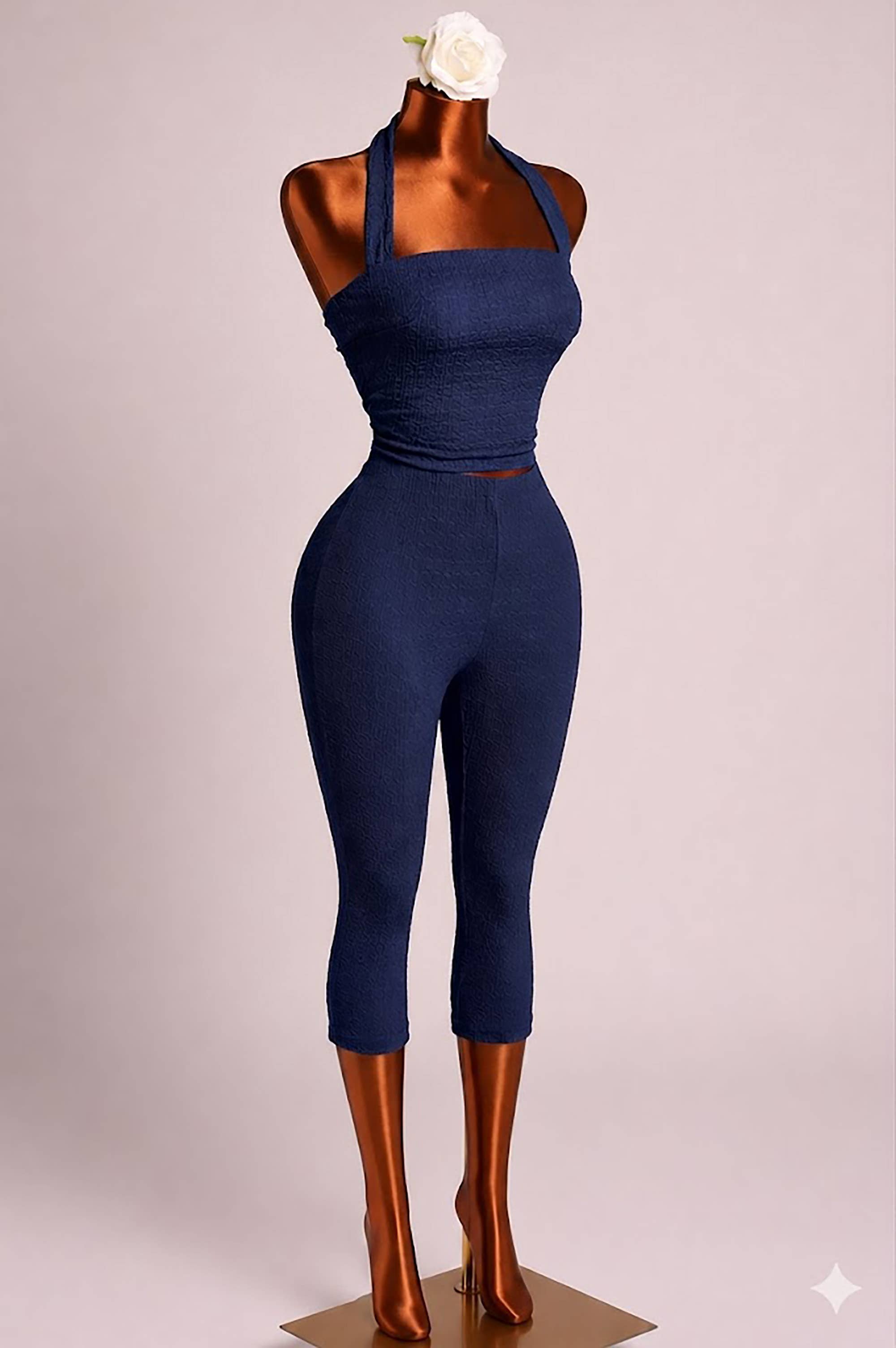 Elevatedhalter top capri set